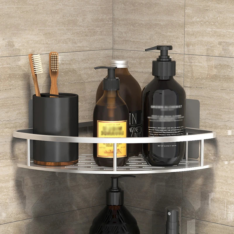 No-Drill Metal Corner Shower Shelf for Bathroom Organization