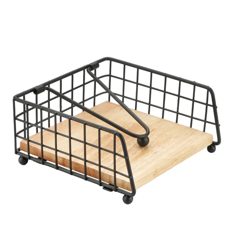 Rustic Metal & Wood Napkin Holder for Kitchen or Dining Table