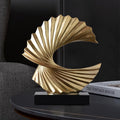 Haven Gold Wave Resin Sculpture – Art Deco Tabletop Accent