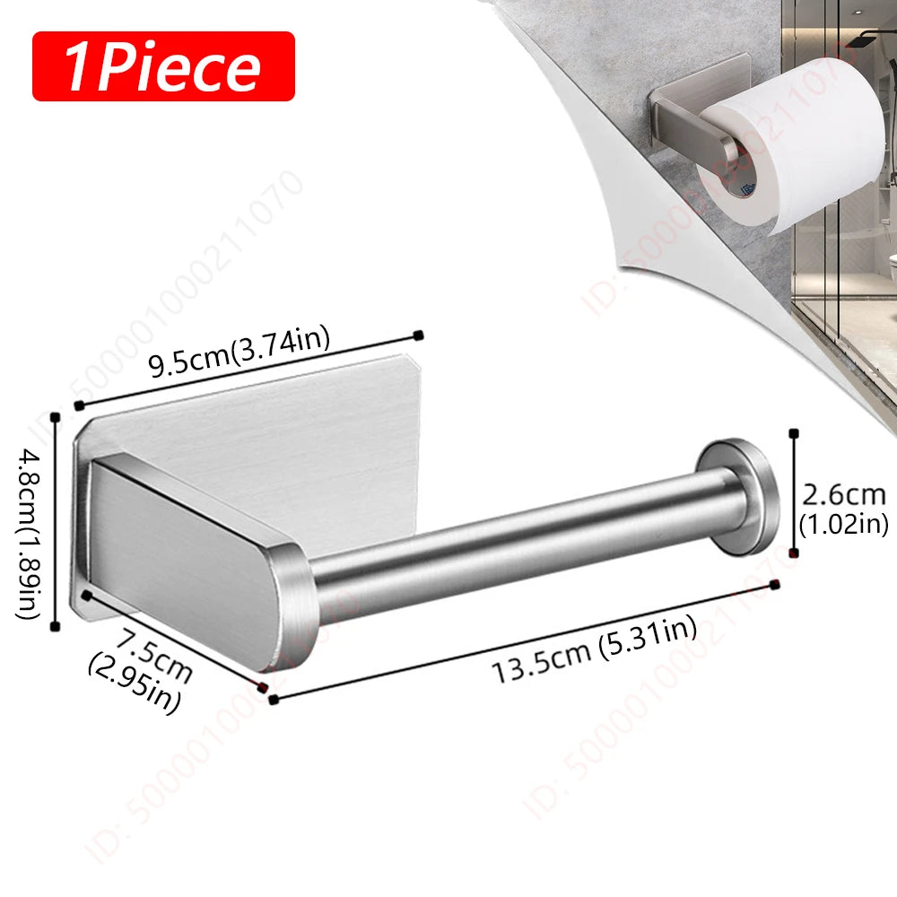 Stainless Steel Adhesive Toilet Paper Holder for Bathroom or Kitchen