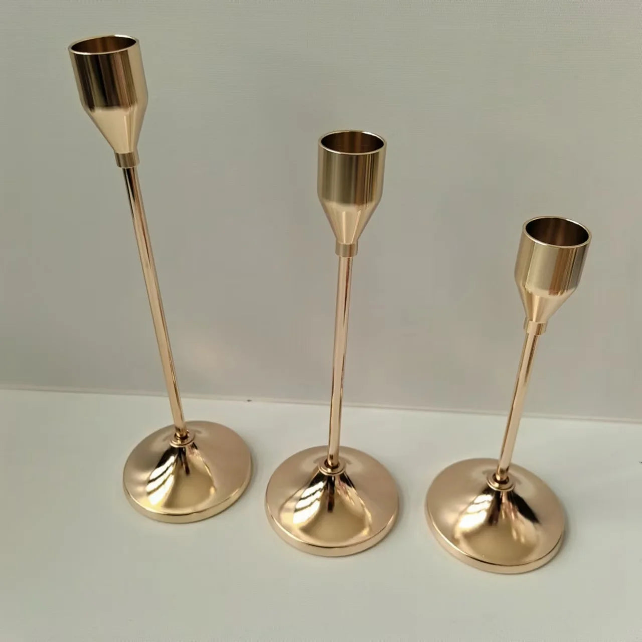 Auden Metal Candle Holder Set – 3-Piece Taper Stand for Living Room or Table