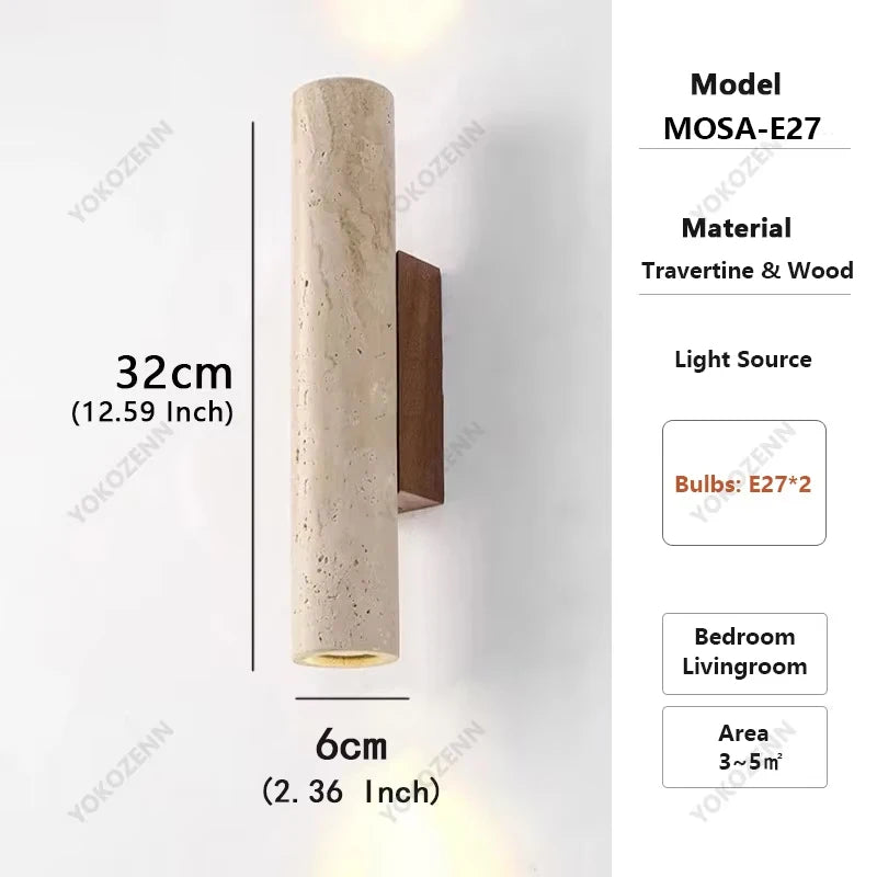 Linden Travertine & Wood Wall Sconce
