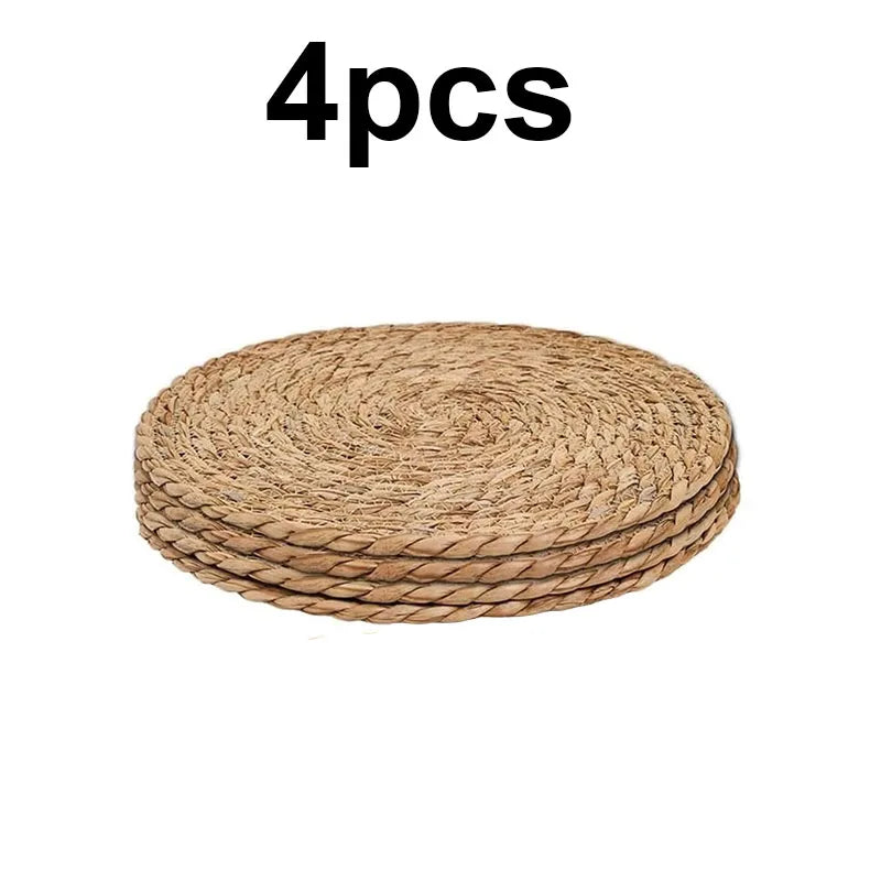Arden Round Woven Water Hyacinth Placemats – 12" Set
