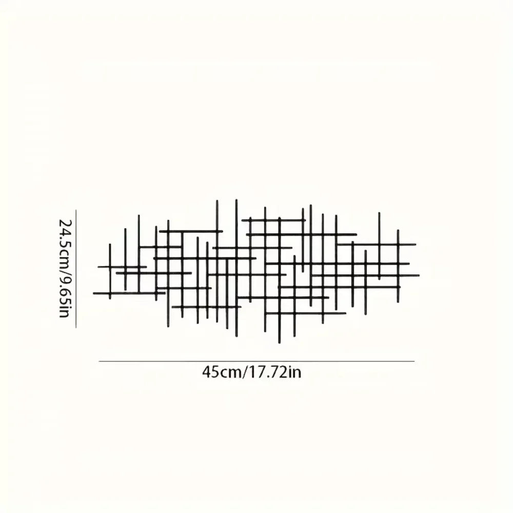 Size diagram showing metal wall art sculpture dimensions: 45cm wide by 24.5cm high