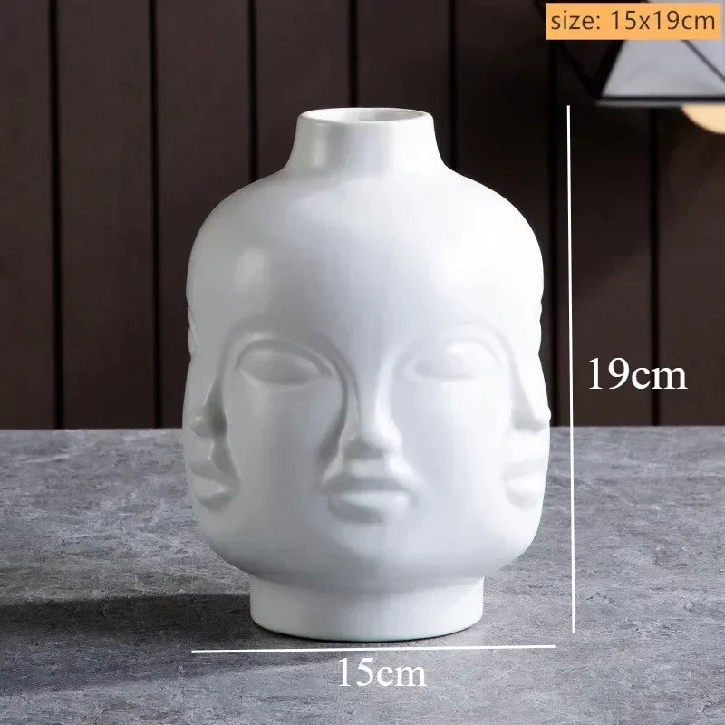 Eden Sculpted Face Ceramic Vase