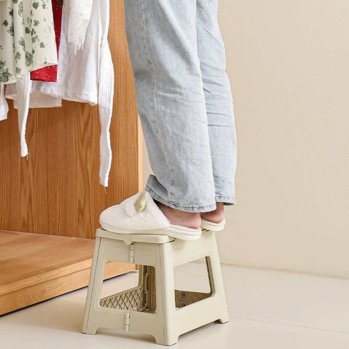 Folding Step Stool for Kitchen, Bathroom, or Bedroom