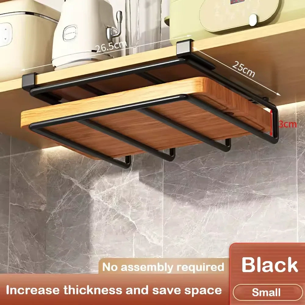 Under Cabinet Hanging Organizer Rack with Hooks for Kitchen Storage