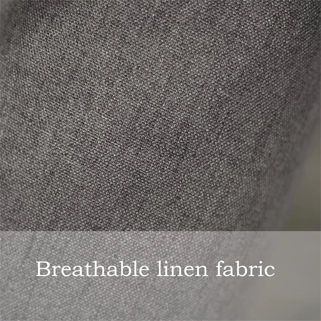 Close-up of gray fabric texture of sofa armrest organizer