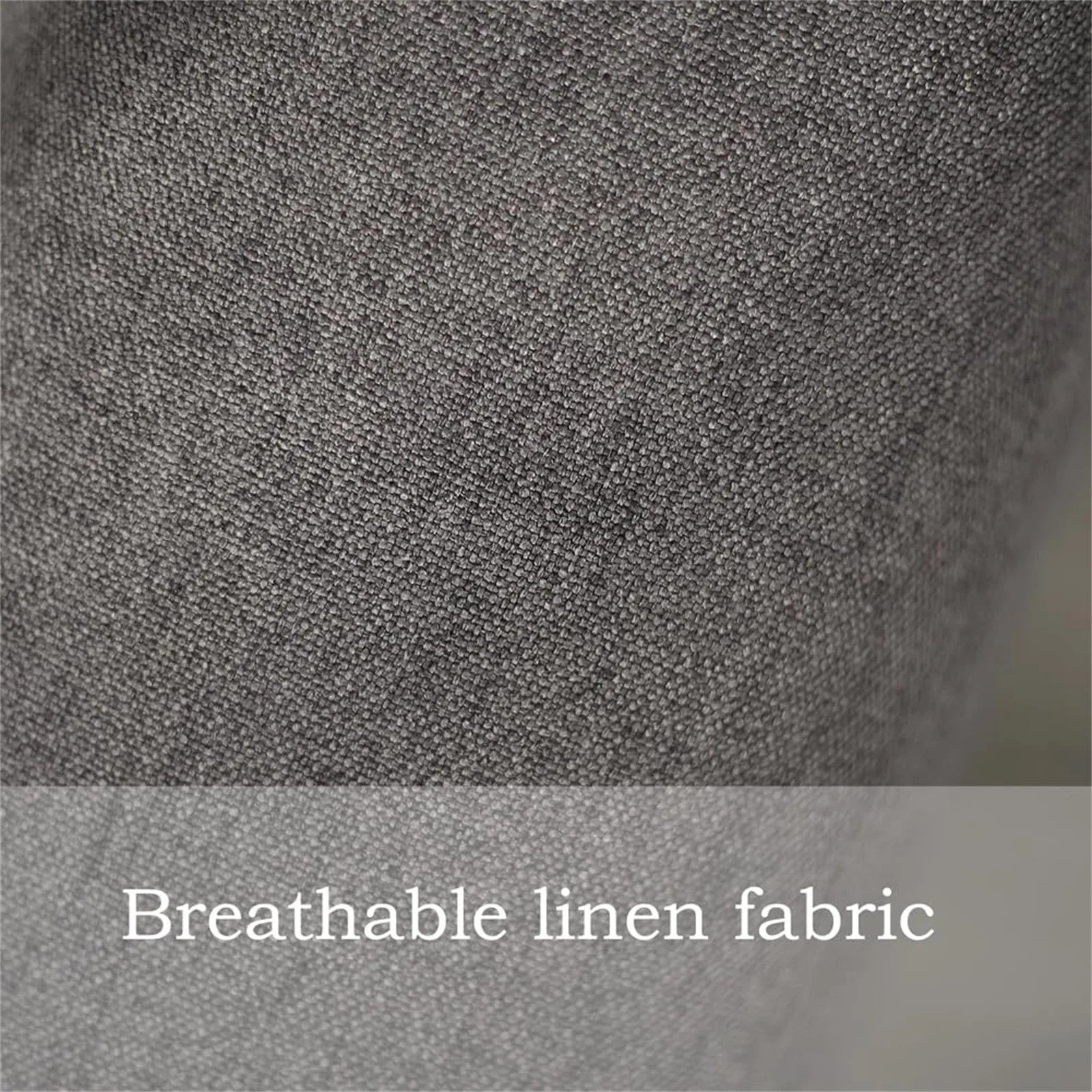 Close-up of gray fabric texture of sofa armrest organizer