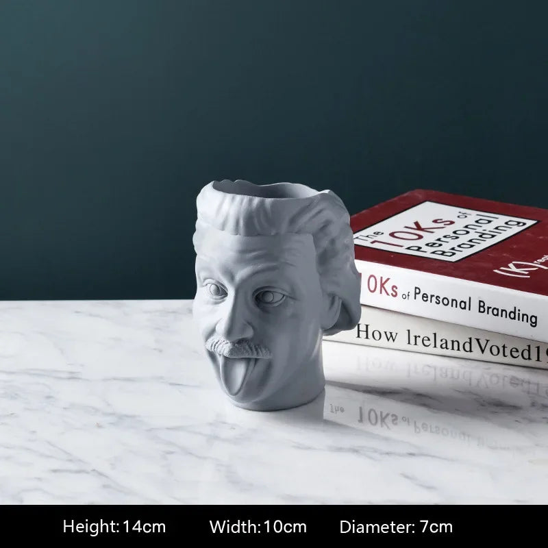 Arden Sculptural Head Vase in Bold Colors – Resin Desktop Flowerpot for Living Room or Office