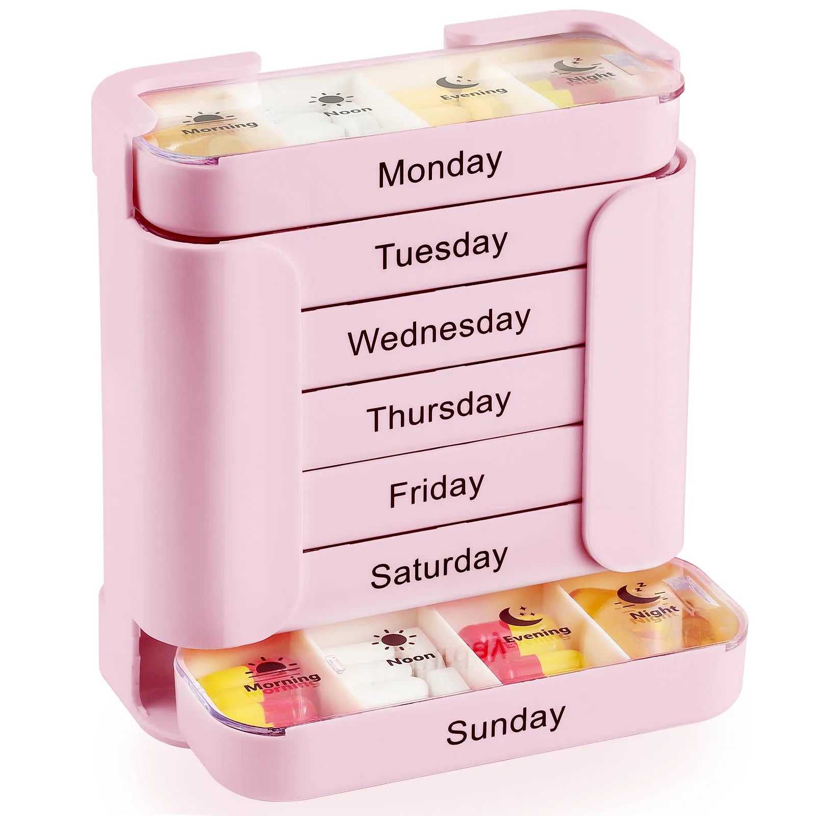 Weekly Pill Organizer with 28 Compartments for Home or Travel
