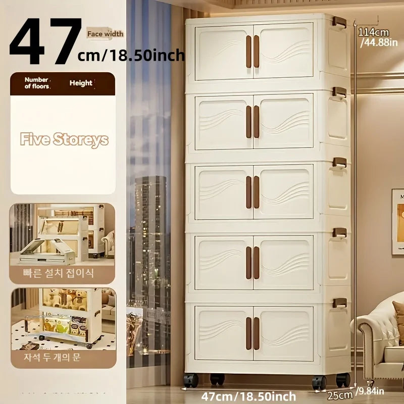 Foldable Stackable Storage Box with Clear Doors - For Bedroom, Closet, or Living Room