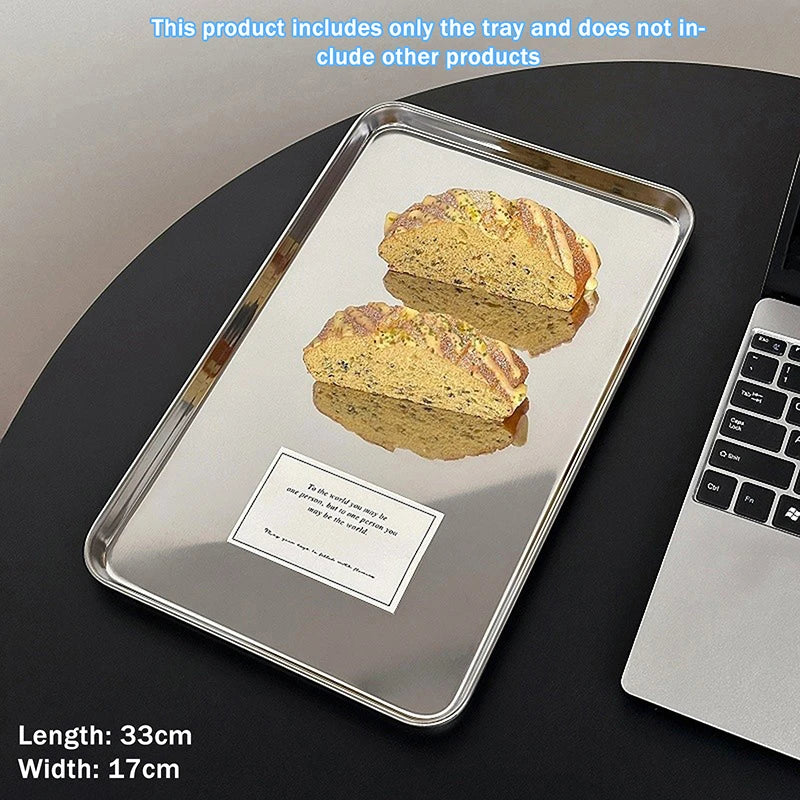 Minimalist Stainless Steel Serving Tray for Snacks, Drinks & Display