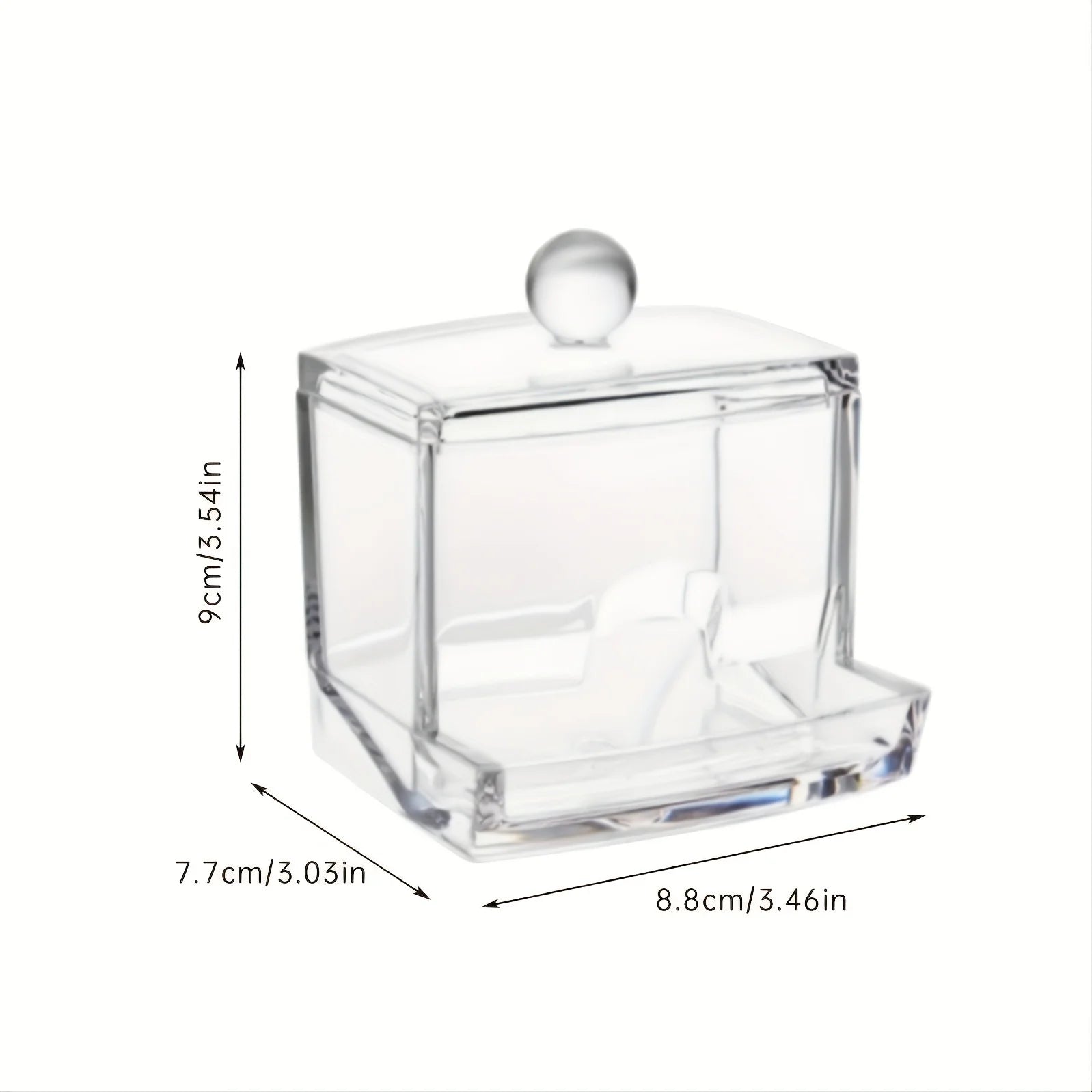 Clear Cotton Swab Holder with Lid for Bathroom or Vanity