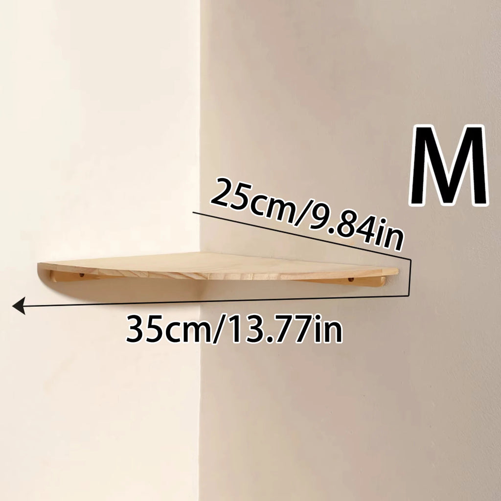 Scalloped Wooden Corner Wall Shelf for Living Room, Bedroom, or Kitchen
