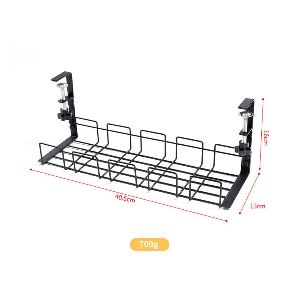 Under Desk Cable Management Tray – No-Drill Metal Cable Organizer