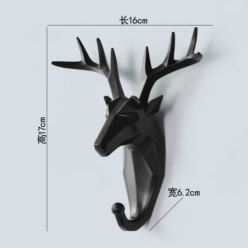 Low-Poly Animal Head Resin Wall Hook – Deer, Elephant, Rhino, or Unicorn Shape for Entryway, Bedroom, or Kids Room