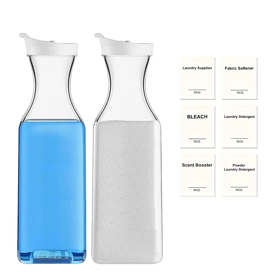Set of 2 or 3 Plastic Laundry Detergent Dispensers – Refillable Bottles for Detergent, Fabric Softener & More (54oz Capacity)