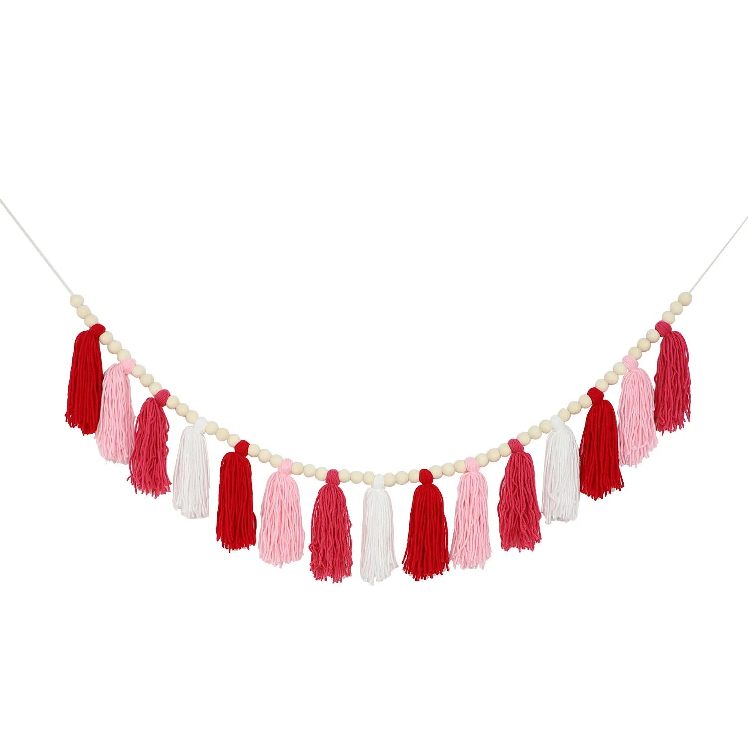 Willow Beaded Boho Tassel Garland – Soft Textile Wall Hanging