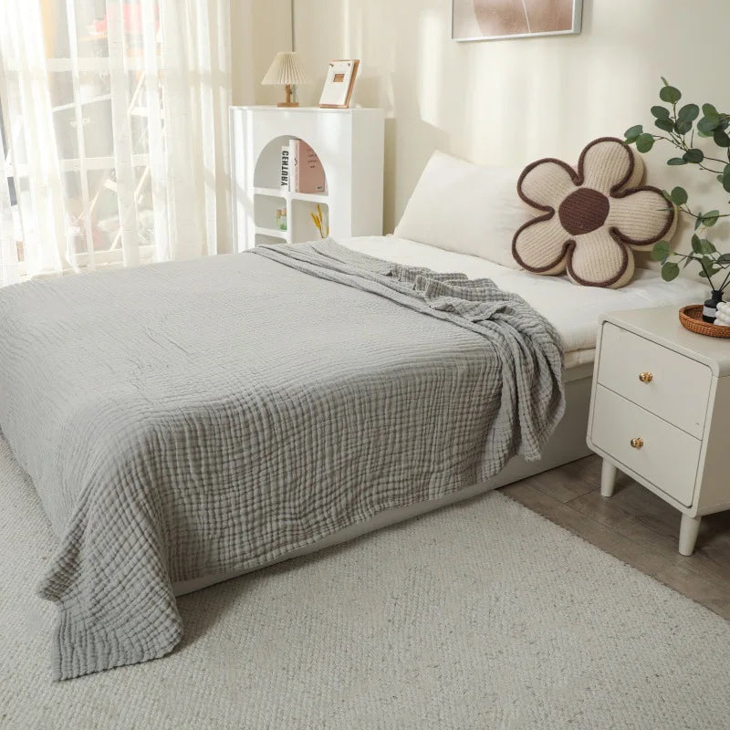Lightweight 100% Cotton Gauze Bed Blanket – Soft, Breathable Layer for Cozy Bedrooms & Living Rooms