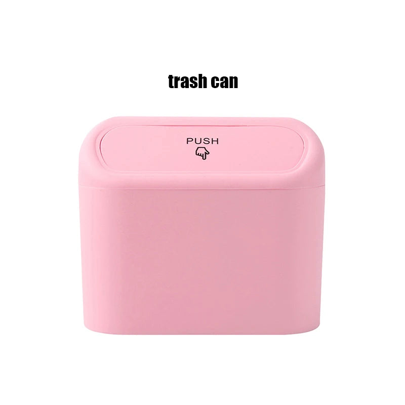Mini Car Trash Can with Lid and Trash Bags, 1L ABS