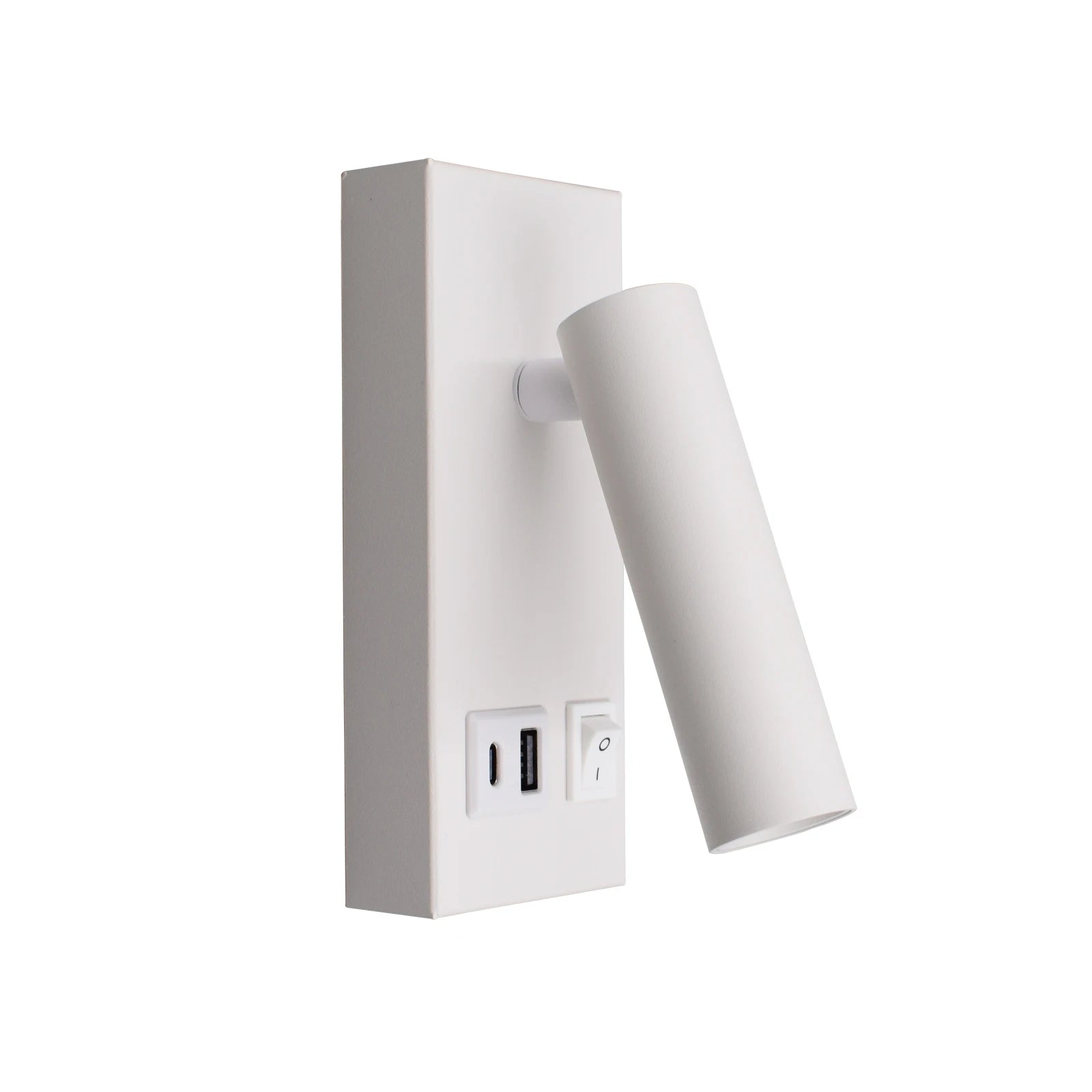 White wall-mounted adjustable reading light with USB and Type-C ports