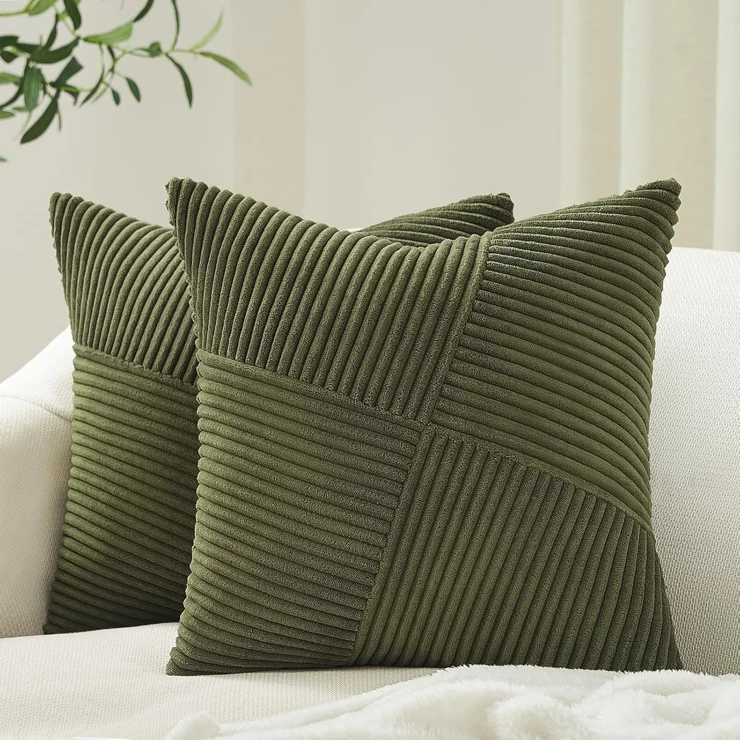 Marlow Corduroy Textured Throw Pillow Cover, 45x45cm