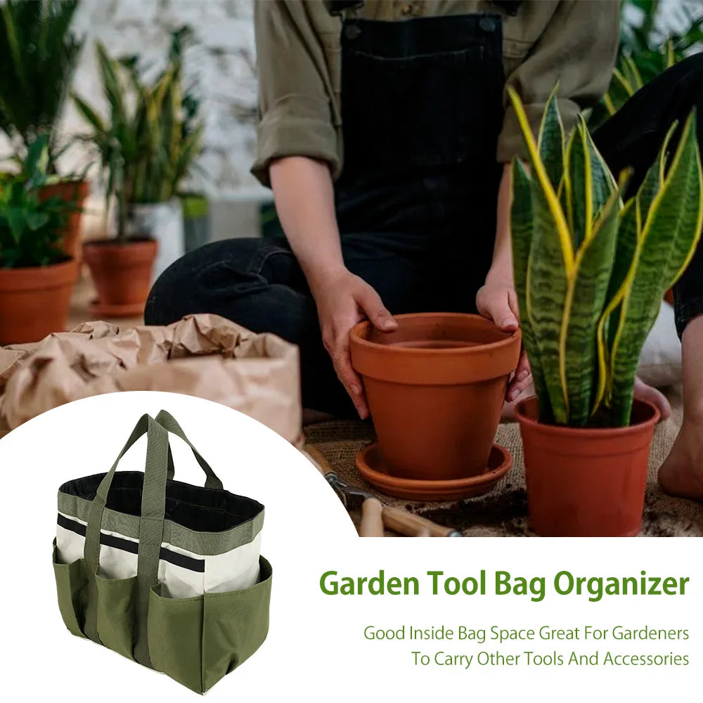8-Pocket Oxford Cloth Garden Tool Bag Organizer for Tidy Potting & Outdoor Storage