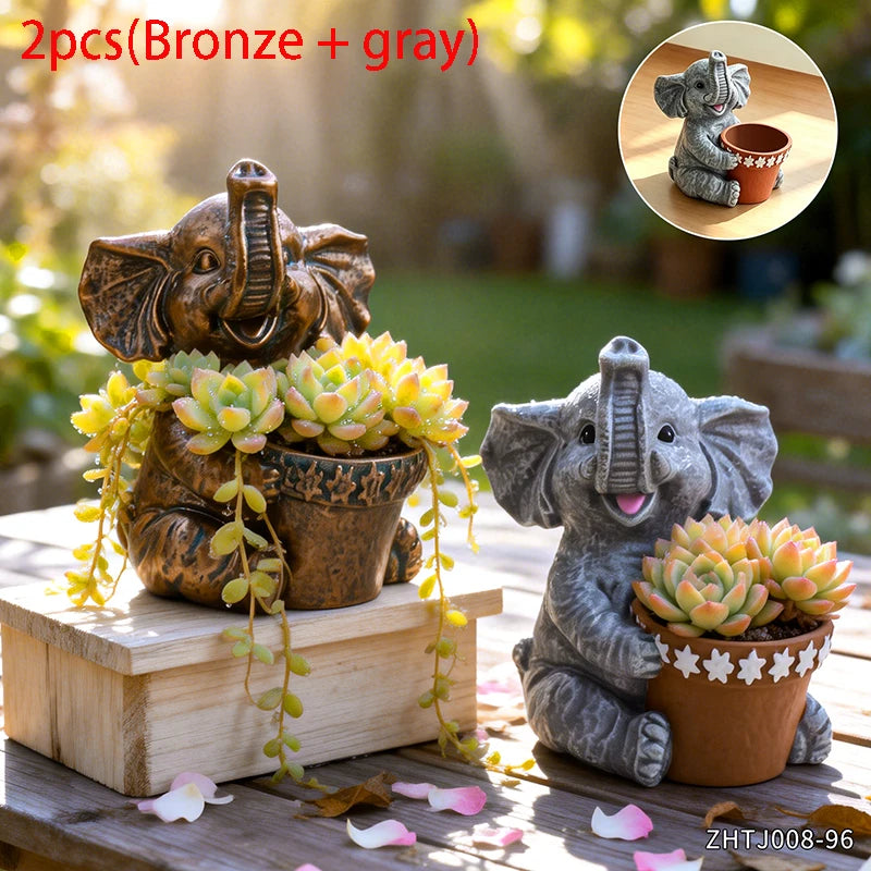 Ellery Elephant Succulent Planter – Resin Decorative Pot