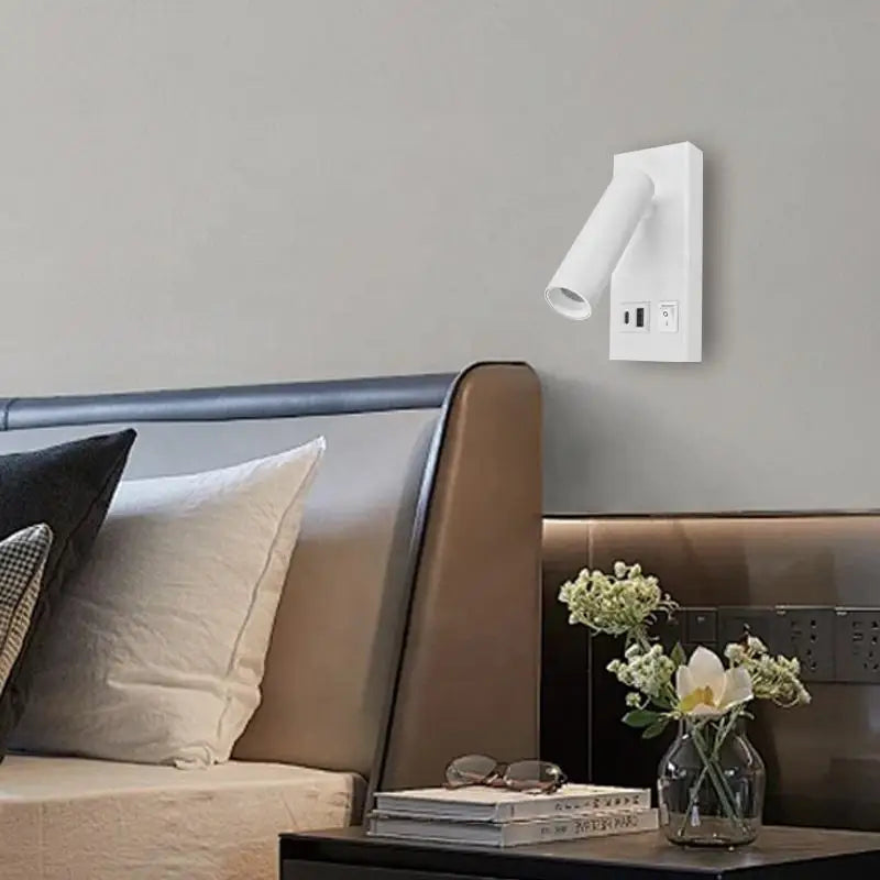 Marlow Adjustable Wall-Mounted Bedside Reading Light with USB & Type-C Charging