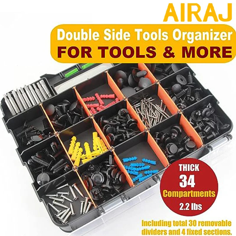 Double-Sided Small Parts Organizer with Adjustable Compartments