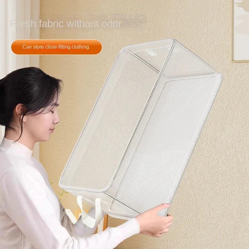 Transparent PVC Steel Frame Storage Basket for Closet & Dorm Organization