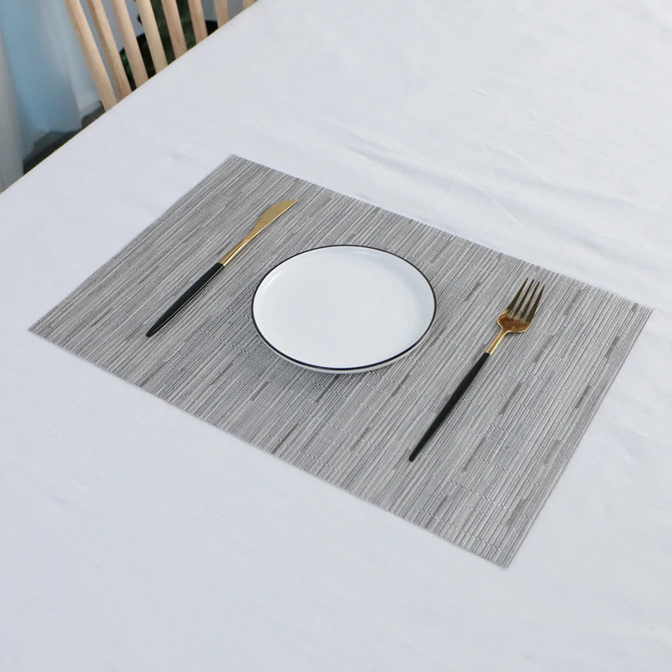 Bamboo-Pattern PVC Placemats – Washable Table Mats for Dining