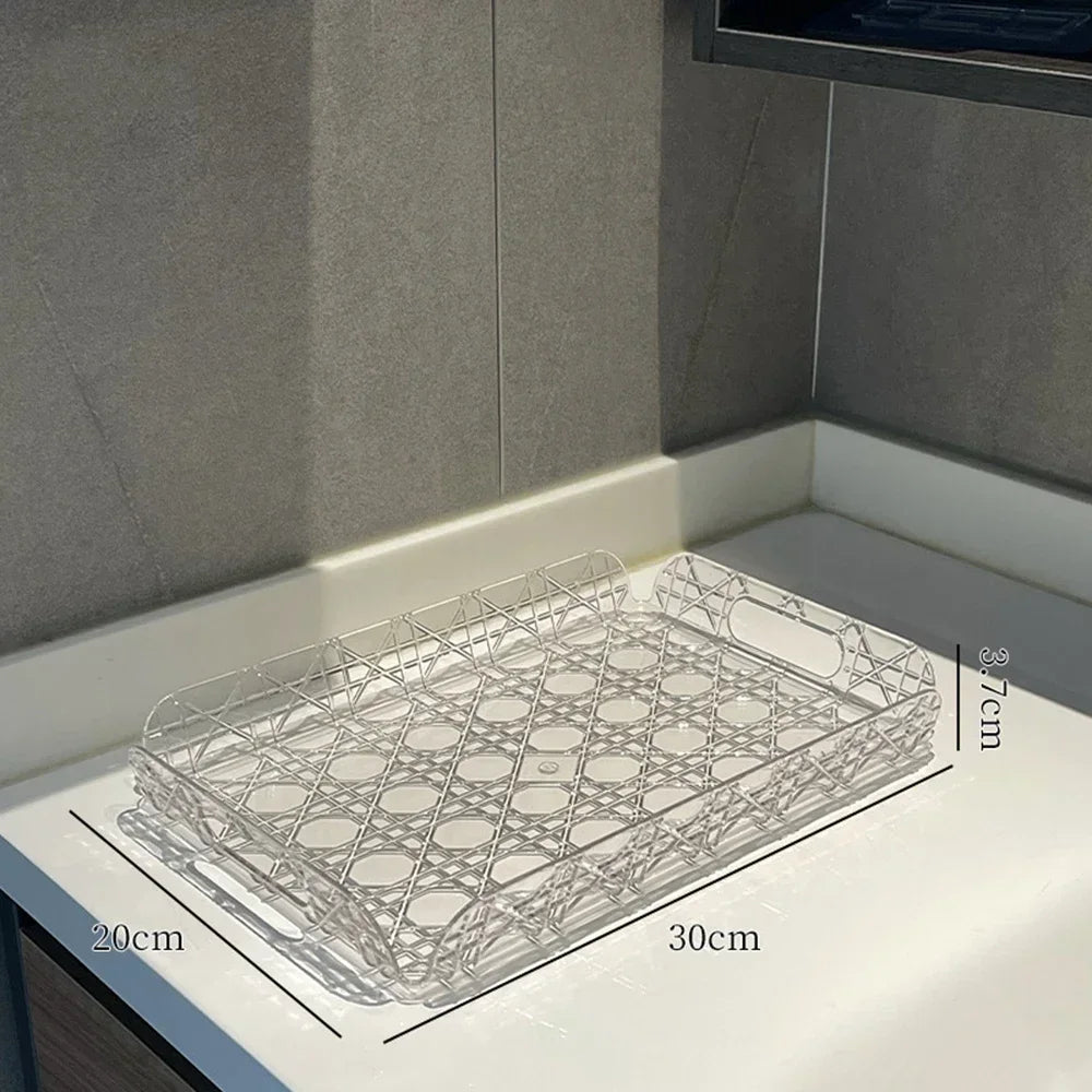 Transparent Decorative Tray for Coffee Tables and Counters