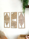 Arden Palm Leaf Wooden Wall Art – Set of 3 Boho Panels
