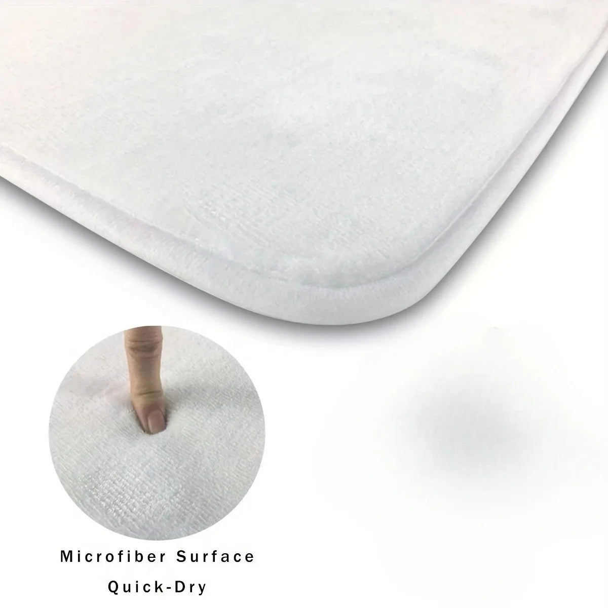 Close-up of white quick-dry microfiber surface with finger pressing