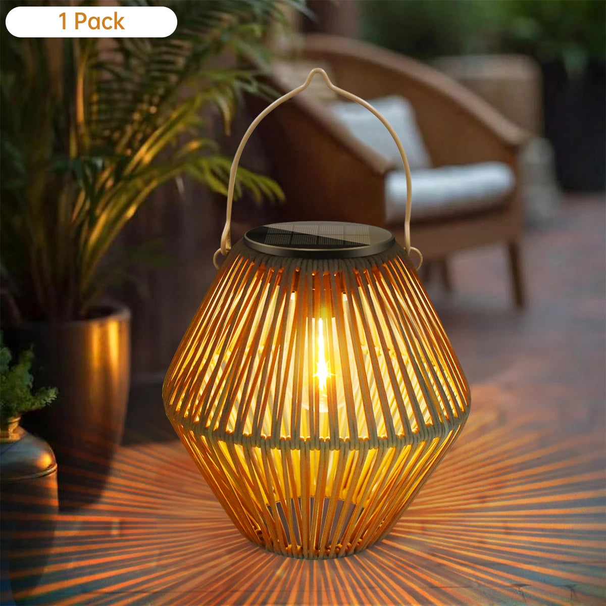 Solar Rattan Lantern for Outdoor Ambiance – Cylinder or Hexagon