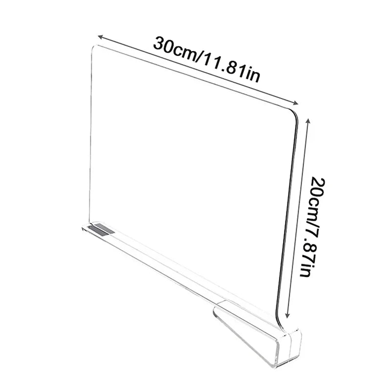 Single clear shelf divider with labeled dimensions 30cm by 20cm
