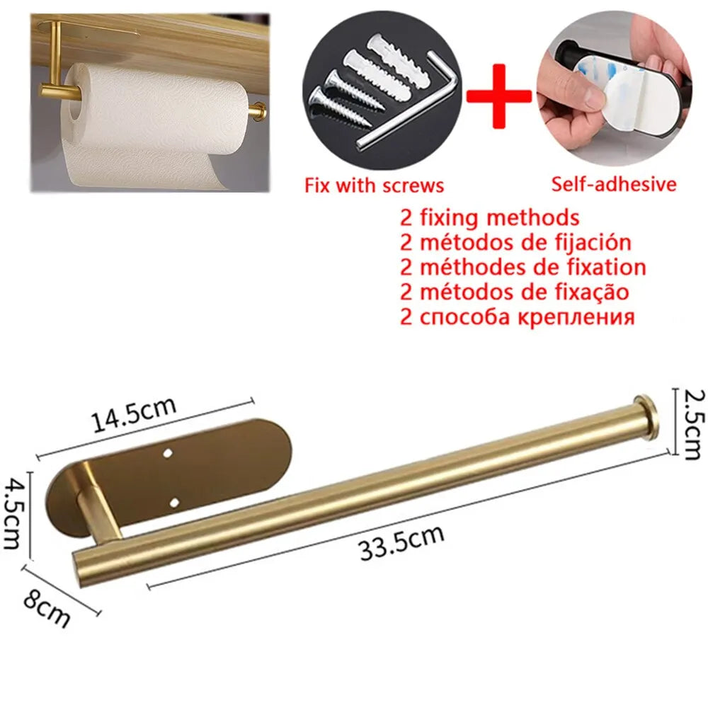 Adhesive Stainless Steel Toilet Paper or Paper Towel Holder for Bathrooms & Kitchens