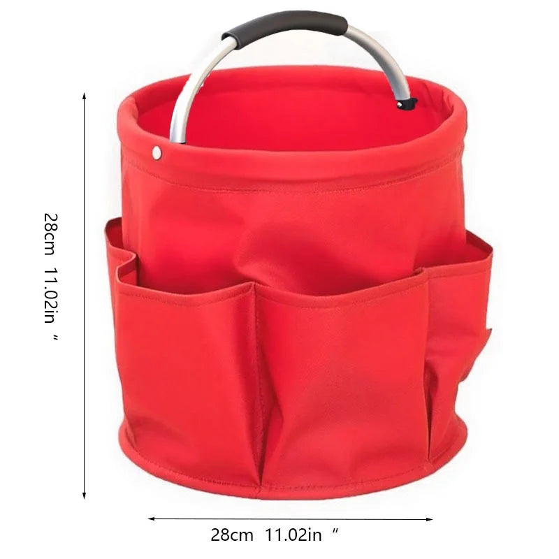 17L Foldable Cleaning Caddy with Handle & Exterior Pockets for Home, Laundry, Car, or Tools