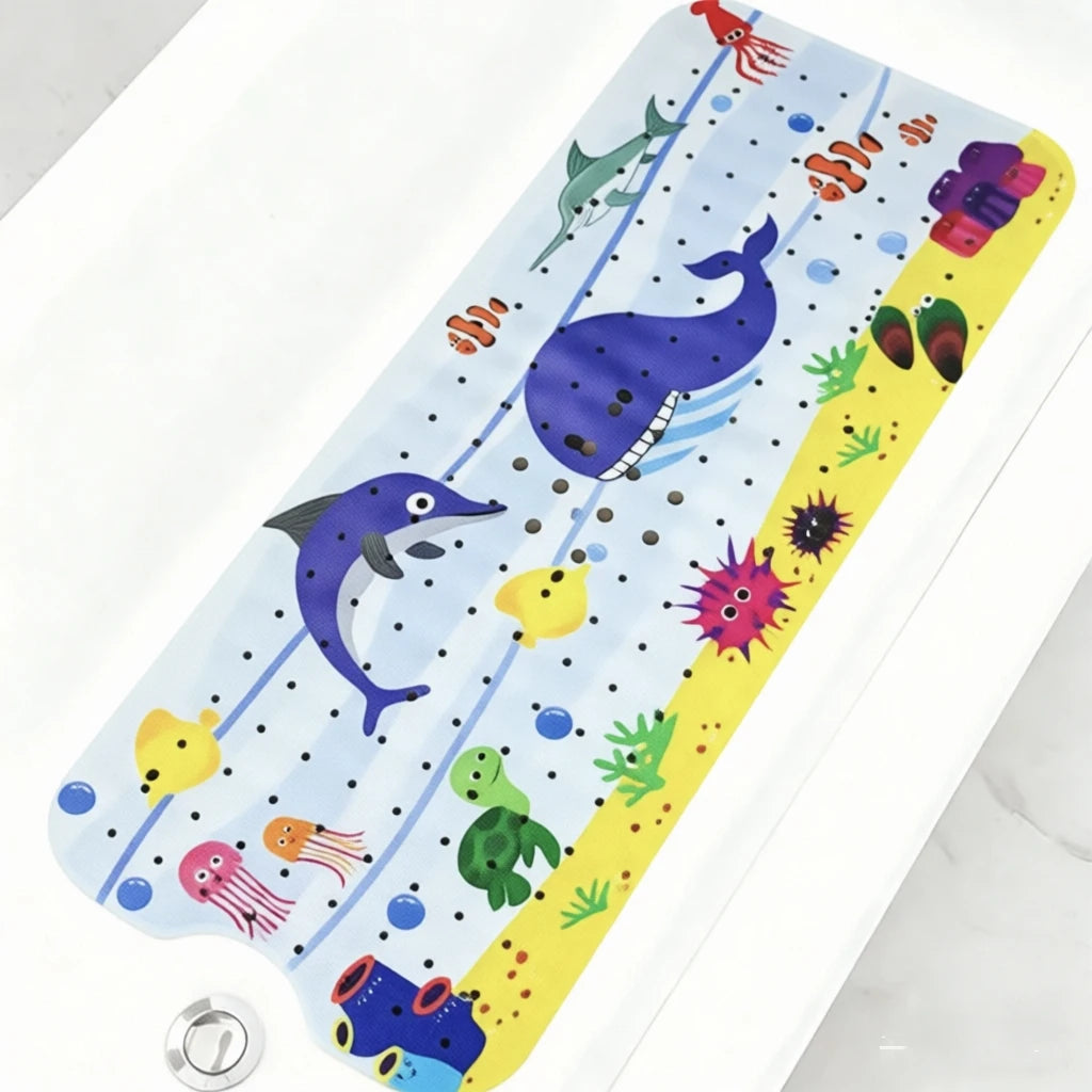 Extra-Long Non-Slip Bath Mat for Kids & Toddlers — 40x100cm, Suction Cups