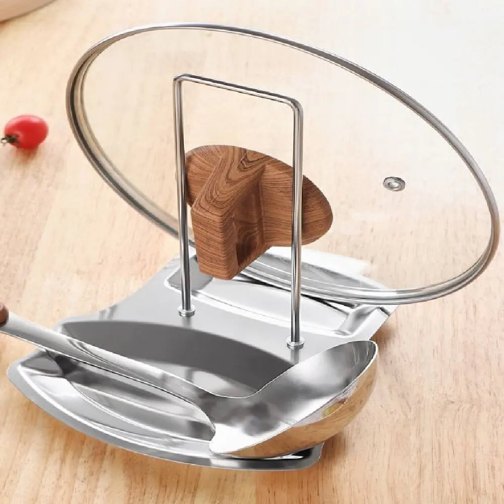 Stainless Steel Pot Lid and Utensil Holder for Kitchen Counter Organization