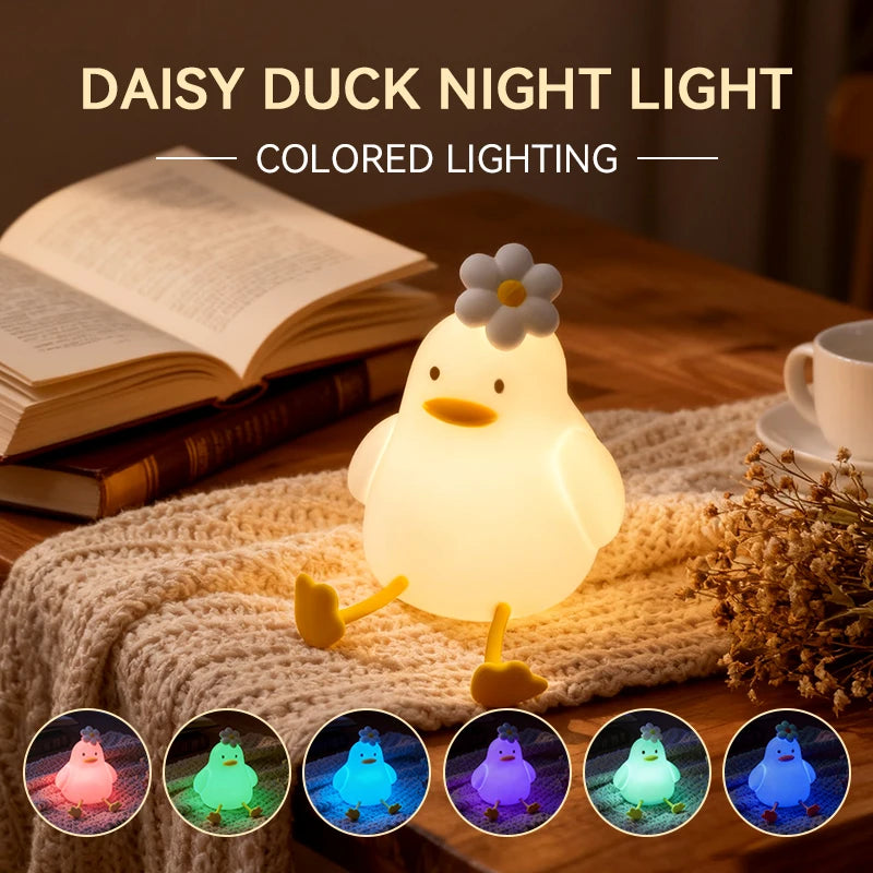 Daisy Duck Silicone Night Light – USB Rechargeable Touch Lamp