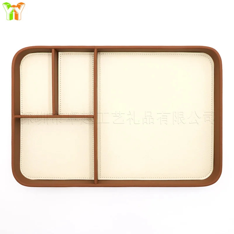 Wood Compartment Catchall Tray for Nightstand or Entryway