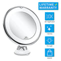 10x Magnifying LED Vanity Mirror with Suction Base for Bathroom or Bedroom Makeup