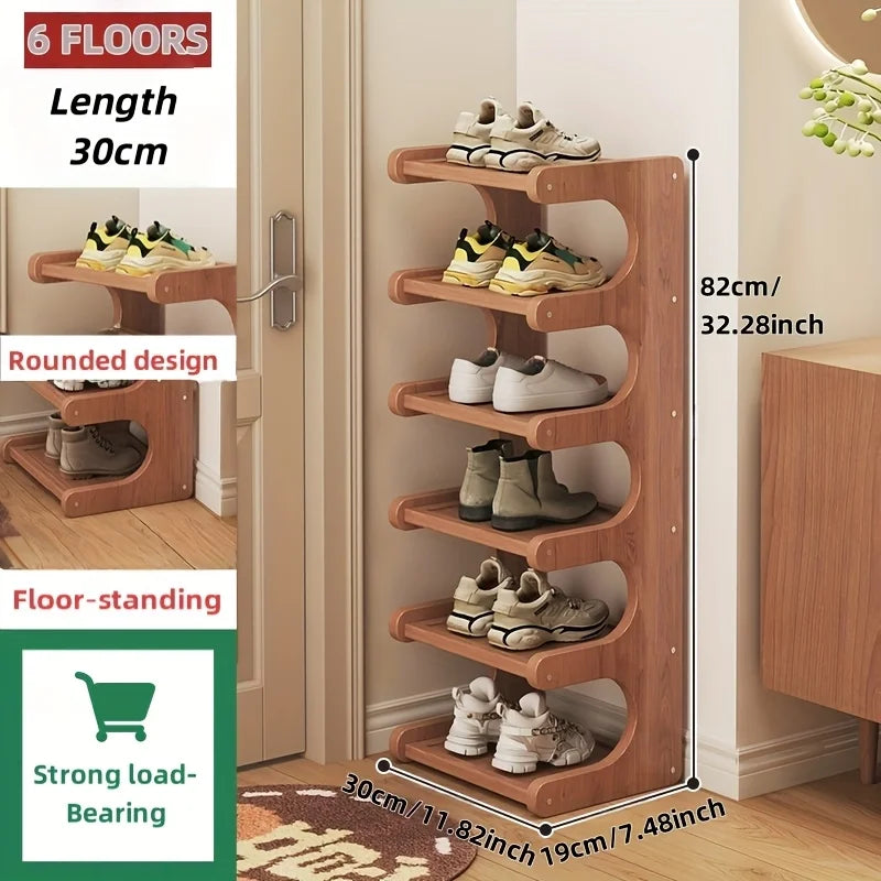 Bamboo-Style Multi-Tier Shoe Rack for Entryway & Bedroom