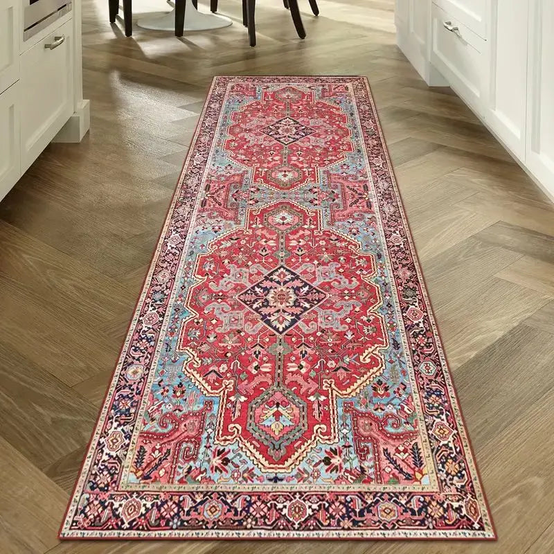 Alden Vintage-Inspired Washable Runner Rug with Non-Slip Back for Hallway, Kitchen, or Entryway