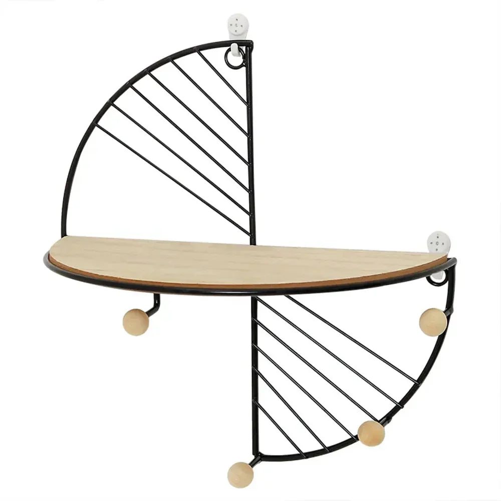 Harbor Semi-Circle Wall Shelf with Hooks
