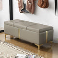 Hayden Upholstered Storage Ottoman Bench with Gold Legs