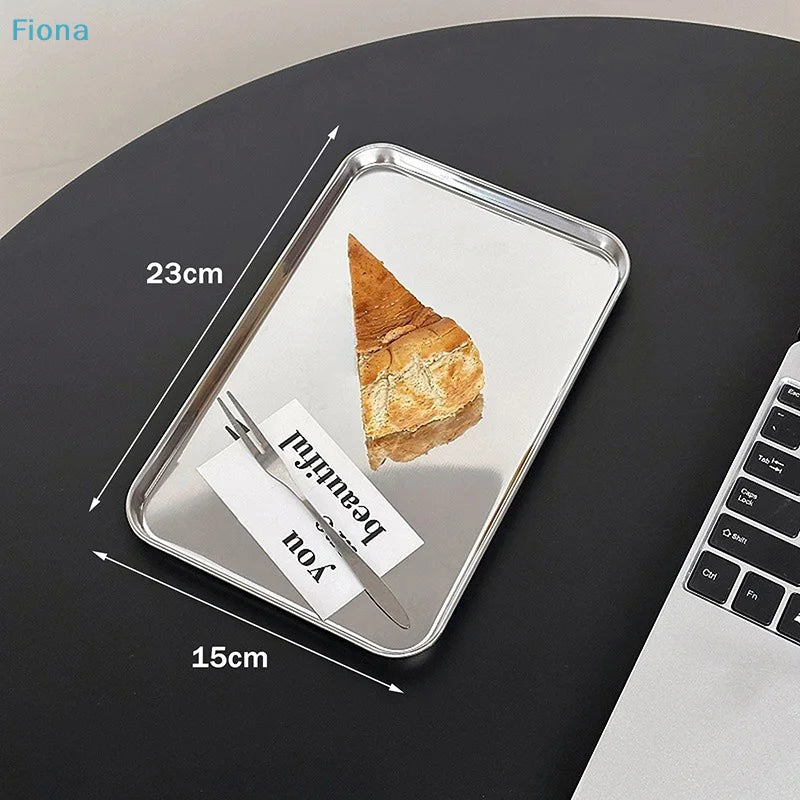 Minimalist Stainless Steel Serving Tray for Snacks, Drinks & Display